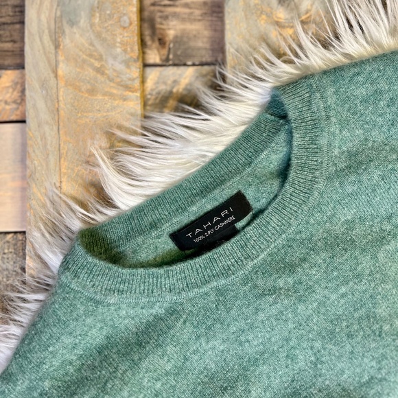 Like New! [Tahari] Luxe Super Soft Green 100% 2-Ply Lush Cashmere Sweater | XL - Picture 8 of 14